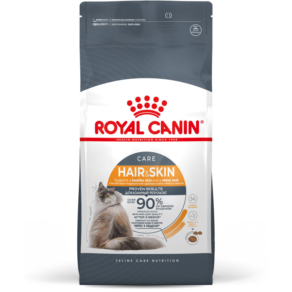Сухой корм для кошек Royal Canin Hair & Skin Care (Роял Канин Хайбал энд скин кэа) для поддержания здоровья кожи и шерсти 400 г