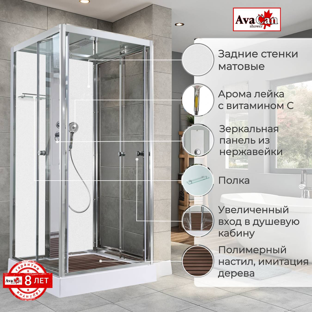 Душевая кабина AvaCan (АваКан) Z1910MT с низким поддоном, 100х100х220