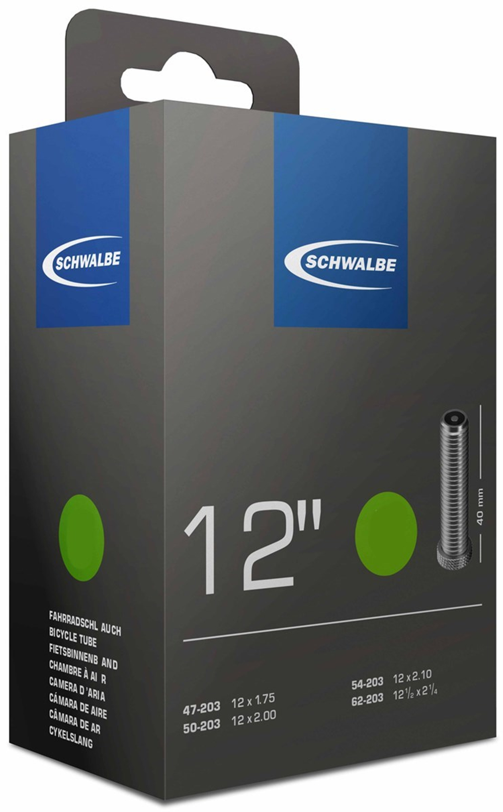 Камера 12" авто 05-10405310 AV1 12х1,75-2.35 (47/62-203) IB AGV 40mm SCHWALBE -СПЕЦЦЕНА-