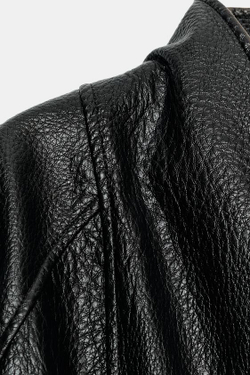 ZARA КУРТКА ИЗ ИСКУССТВЕННОЙ КОЖИ С ПОЯСОМ — ZW COLLECTION, ТЕМНО-КОРИЧНЕВЫЙ