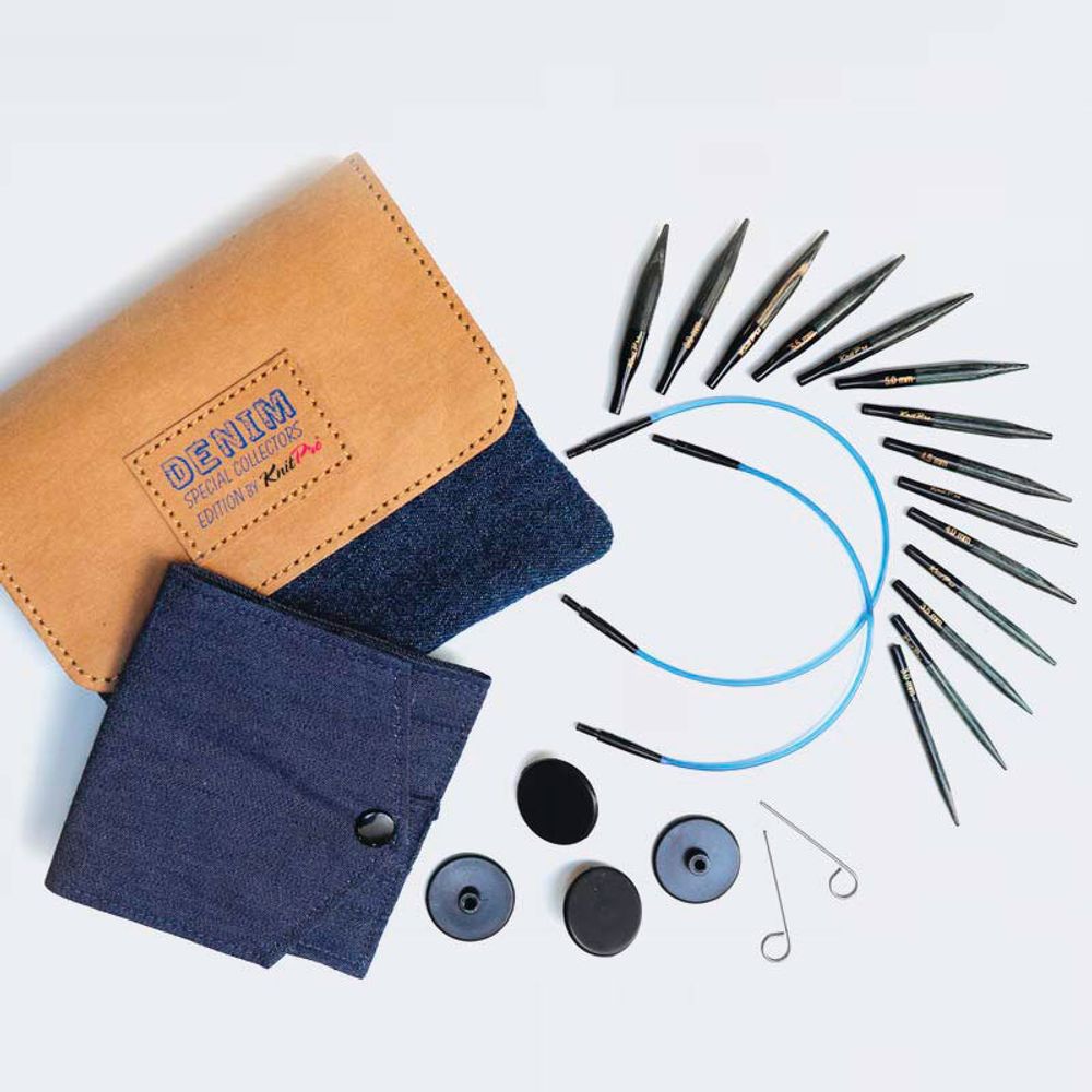 Набор съемных укороченных спиц Knit Pro Denim Indigo Wood Mini, длина 6.7см, 20645 Набор съемных укороченных спиц Knit Pro Denim Indigo Wood Mini, длина 6.7см, 20645