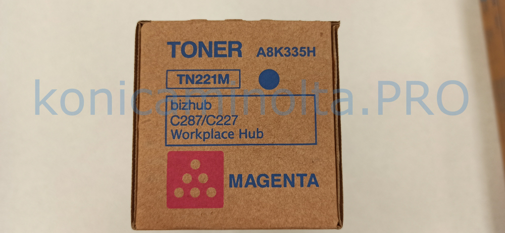 Тонер TN-221M Konica Minolta оригинальный пурпурный 50% A8K335H
