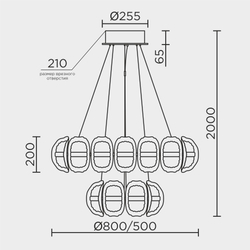 Подвесная люстра MODELUX ML.2520.800.500 GD