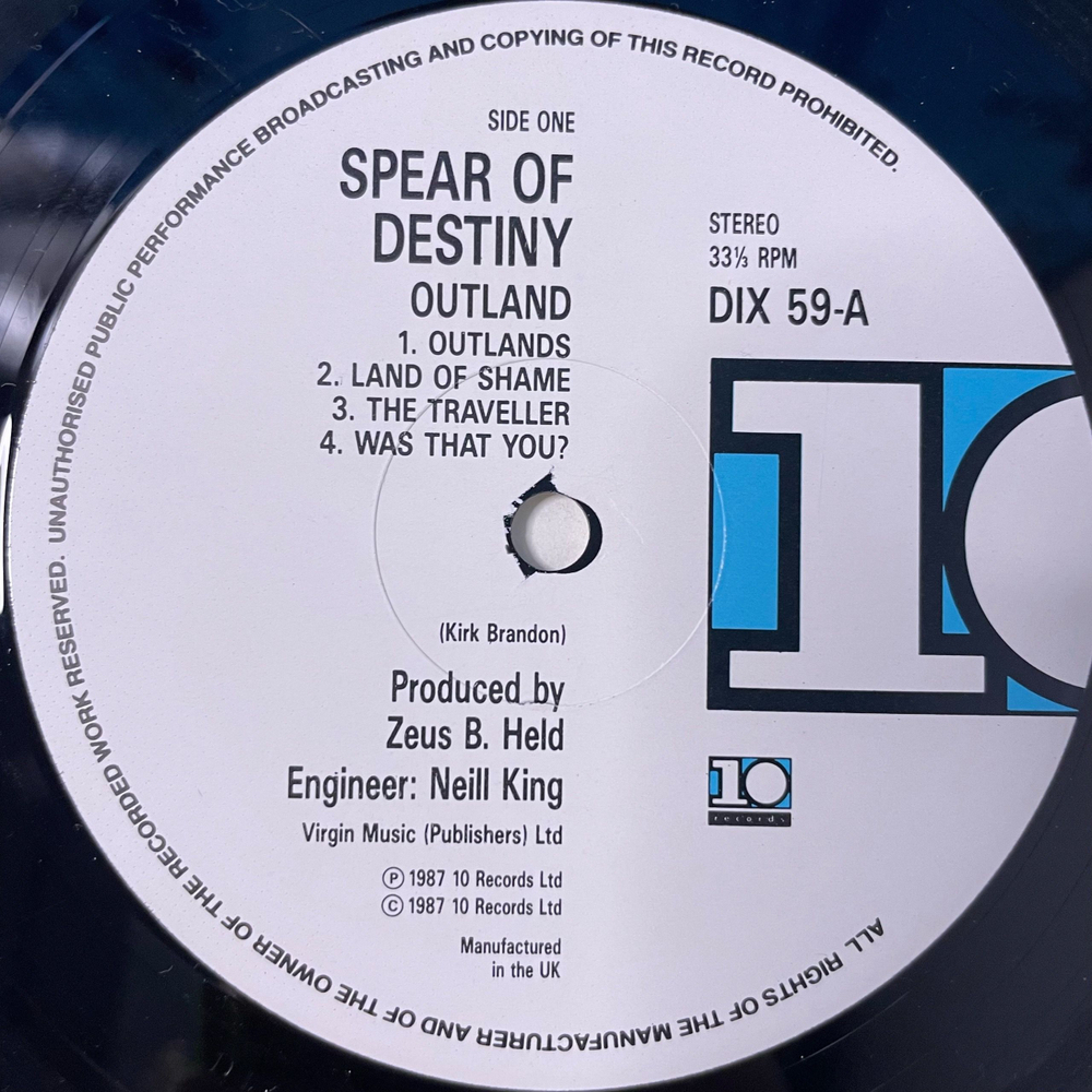 Винтажная виниловая пластинка LP Spear Of Destiny Outland (Англия 1987)