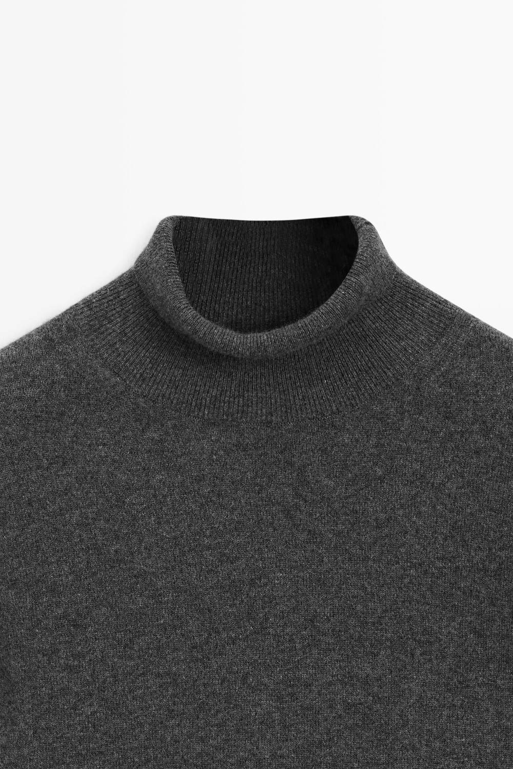 Massimo Dutti Свитер из 100% кашемира с высоким воротником, антрацитово-серый
