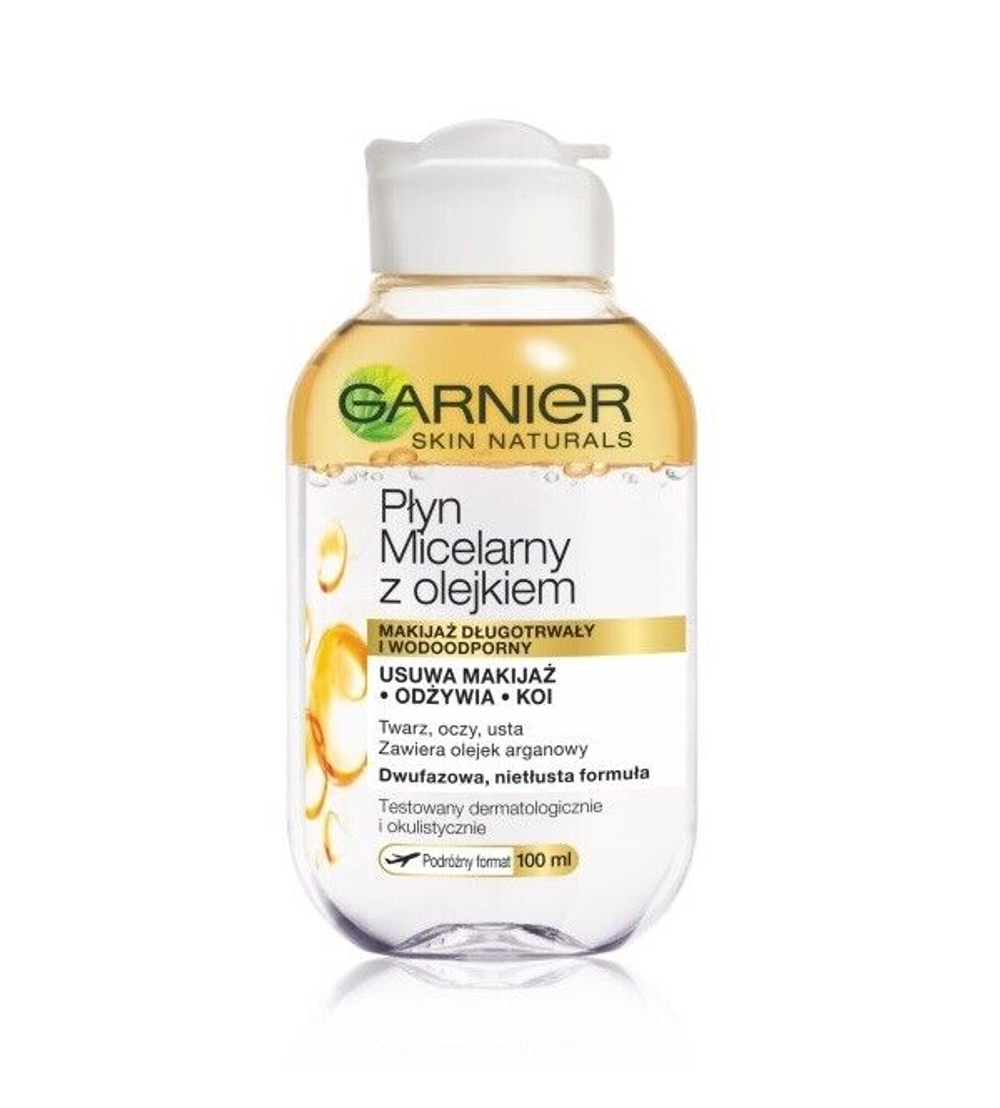 GARNIER Skin Naturals Мицеллярная жидкость с аргановым маслом, двухфазная 100 мл (Франция)
