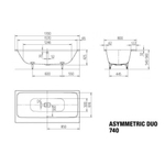 Стальная ванна 170х80 Kaldewei Asymmetric duo 740 274000010001