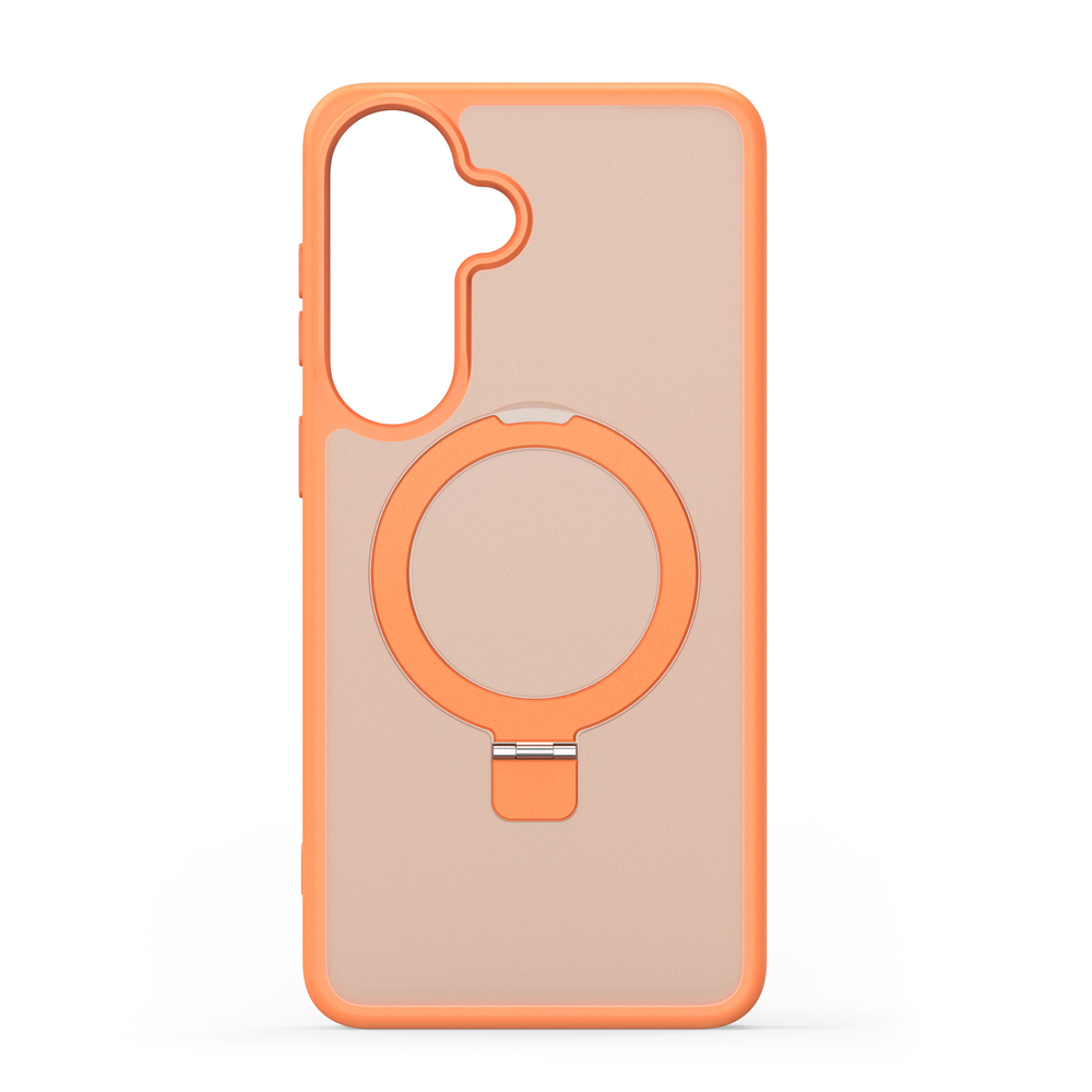 Матовый чехол оранжевого цвета с MagSafe для Samsung Galaxy S26, серия Yind Series Case от Dux Ducis (версия с магнитной откидной подставкой)