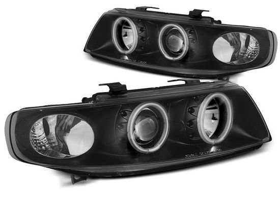 Передние фары Angel Eyes для Seat Leon 1M / Toledo 1M (99-05) CCFL Black