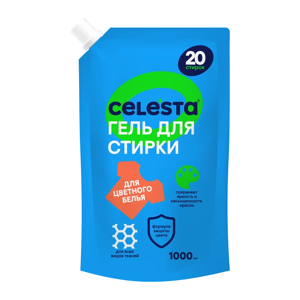 Гель для стирки CELESTA цветного белья в дойпаке, 1л