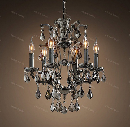 Люстра 19TH C. ROCOCO IRON & SMOKE CRYSTAL ROUND Restoration Hardware 68060280