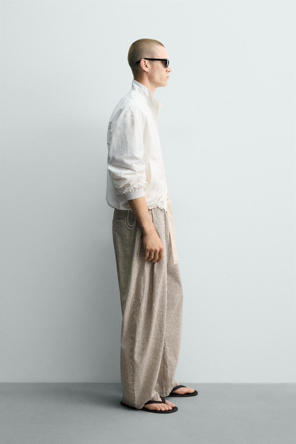 БРЮКИ WIDE FIT В ПОЛОСКУ С РЕМНЕМ — ZARA