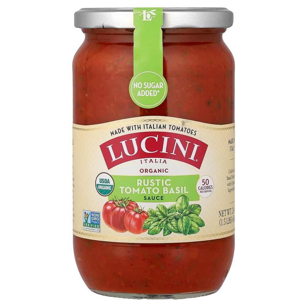 Lucini, органический деревенский томатный соус с базиликом, 680 г (24 унции)