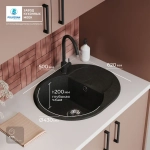 Мойка POLYGRAN ATOL-620 космос №316, смеситель SKS5 черный