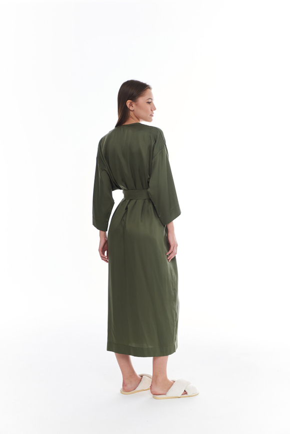 Халат из тенселя олива макси, размеры: S,M,L,XL