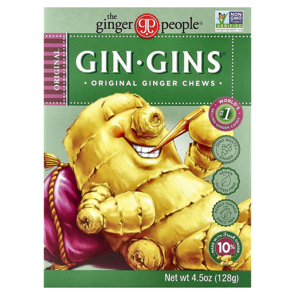 The Ginger People, Gin • Gins®, оригинальные жевательные таблетки с имбирем, 128 г (4,5 унции)