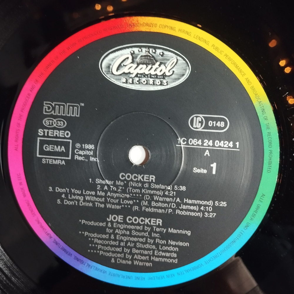 Винтажная виниловая пластинка LP Joe Cocker (Germany 1986) Shelter Me