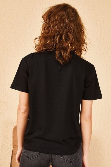 Qadın üçün qara, uzun boğaz t-shirt 10501029