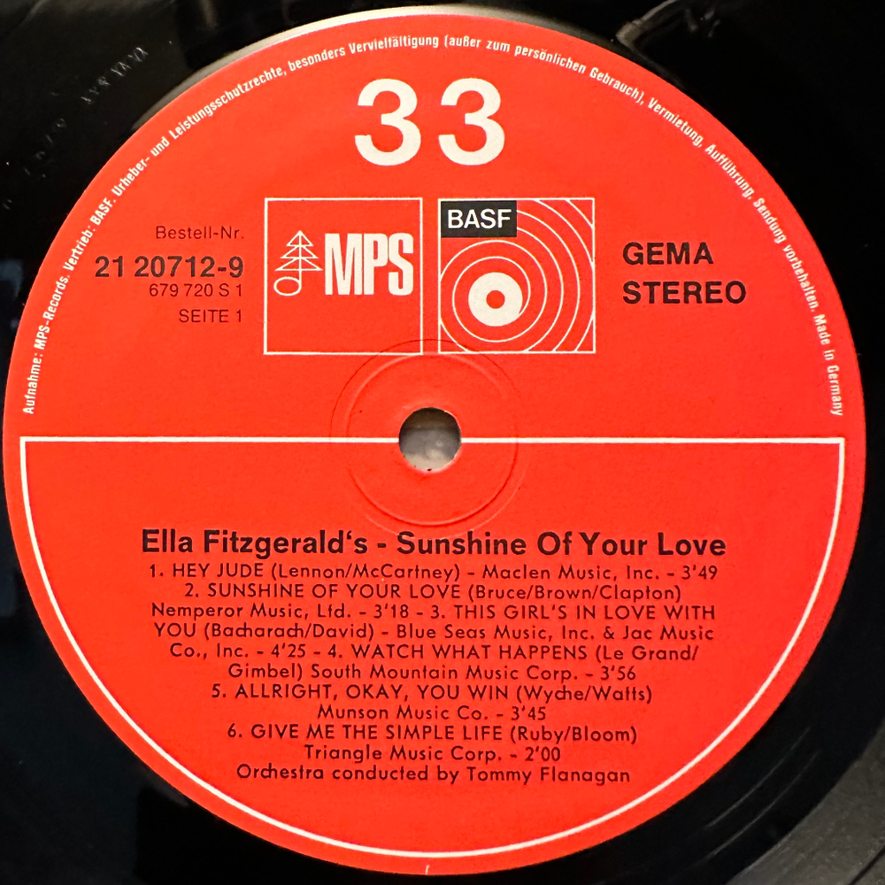Ella Fitzgerald - Sunshine Of Your Love (Германия 1973г.)