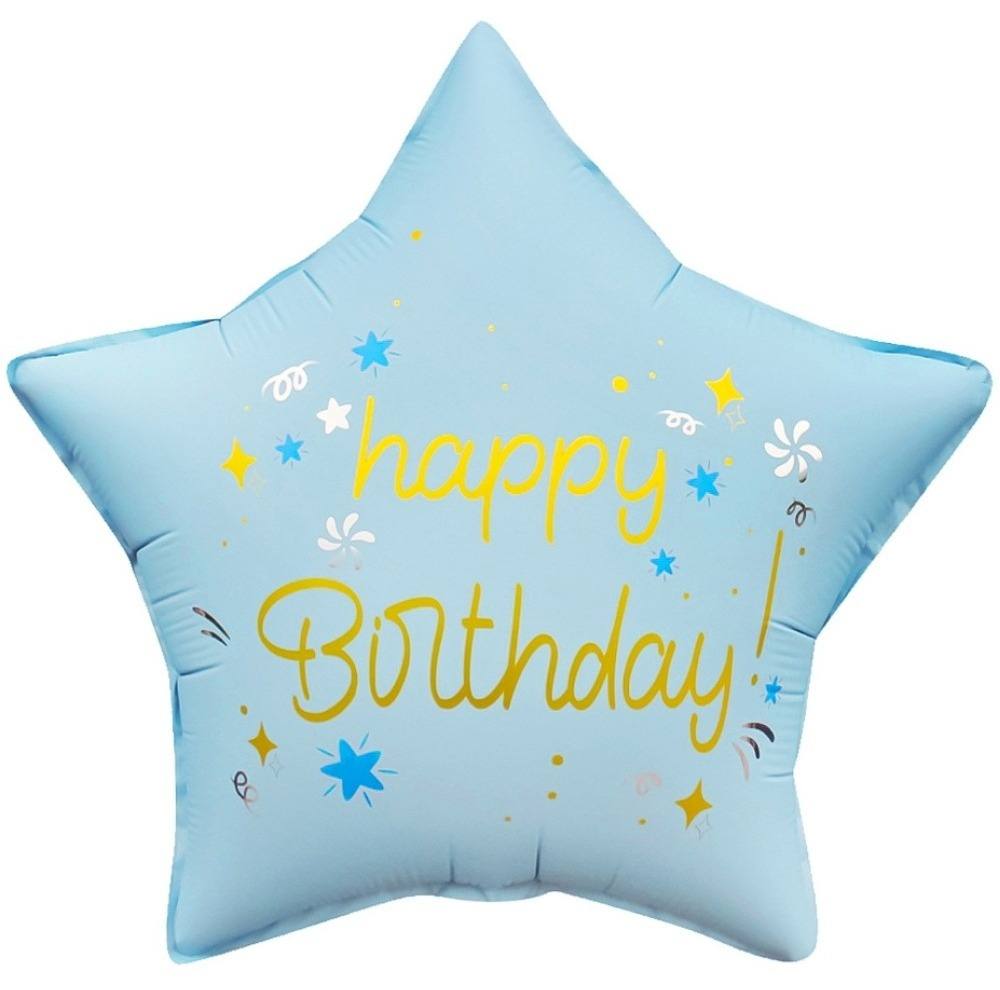 Фольга шар звезда Happy Birthday 18"/46 см Китай