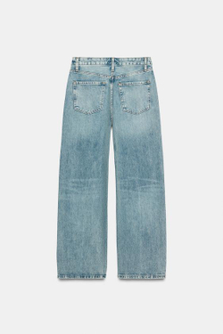 ZARA ДЖИНСЫ STRAIGHT FIT С ВЫСОКОЙ ПОСАДКОЙ — ZW COLLECTION, СИНИЙ