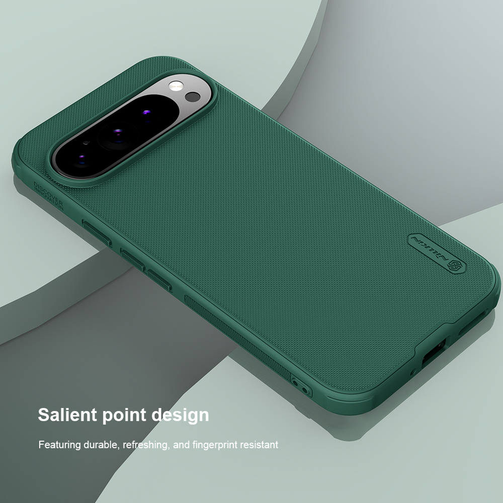Чехол зеленого цвета (Dark Green) от Nillkin c поддержкой зарядки MagSafe для Google Pixel 9 Pro XL, серия Super Frosted Shield Pro Magnetic Case