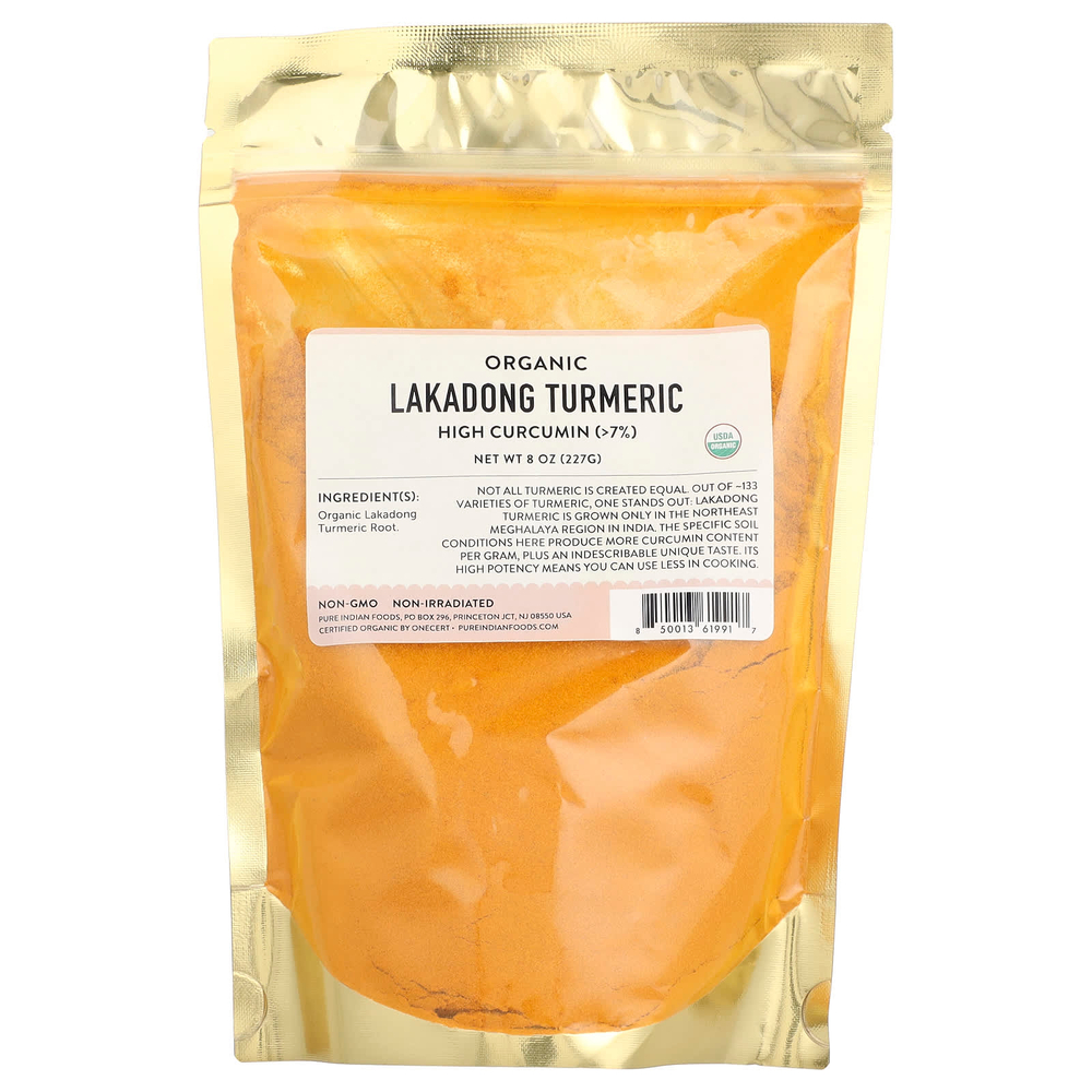 Pure Indian Foods, Органическая куркума Lakadong, 227 г (8 унций)
