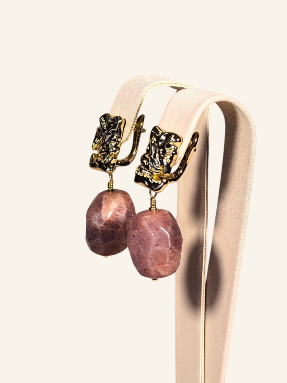 Серьги После заката, агат розовый