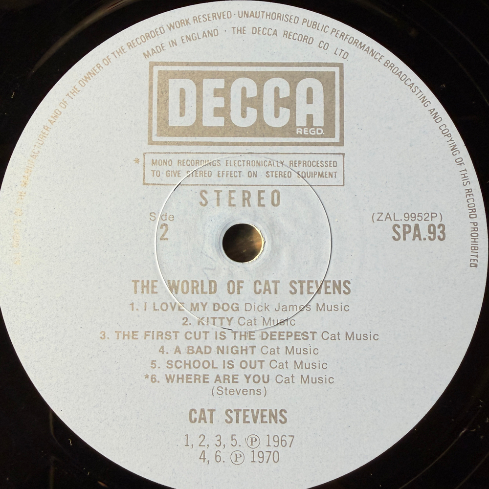 Cat Stevens ‎– The World Of Cat Stevens (Англия 1970г.)
