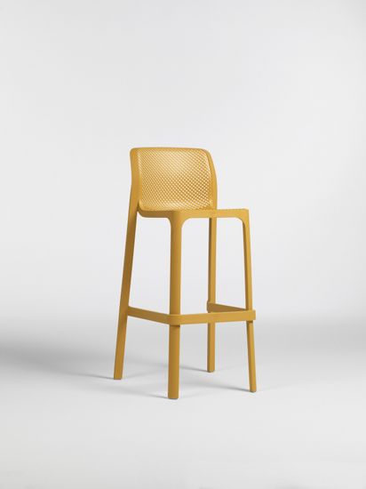 Стул пластиковый барный Net Stool цвет горчичный