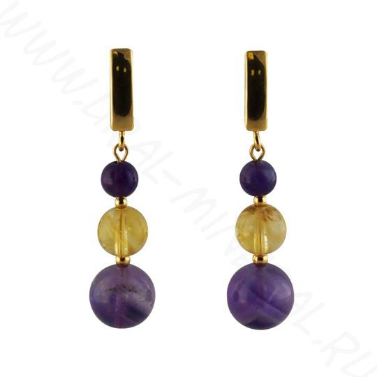 Серьги из аметиста и цитрина