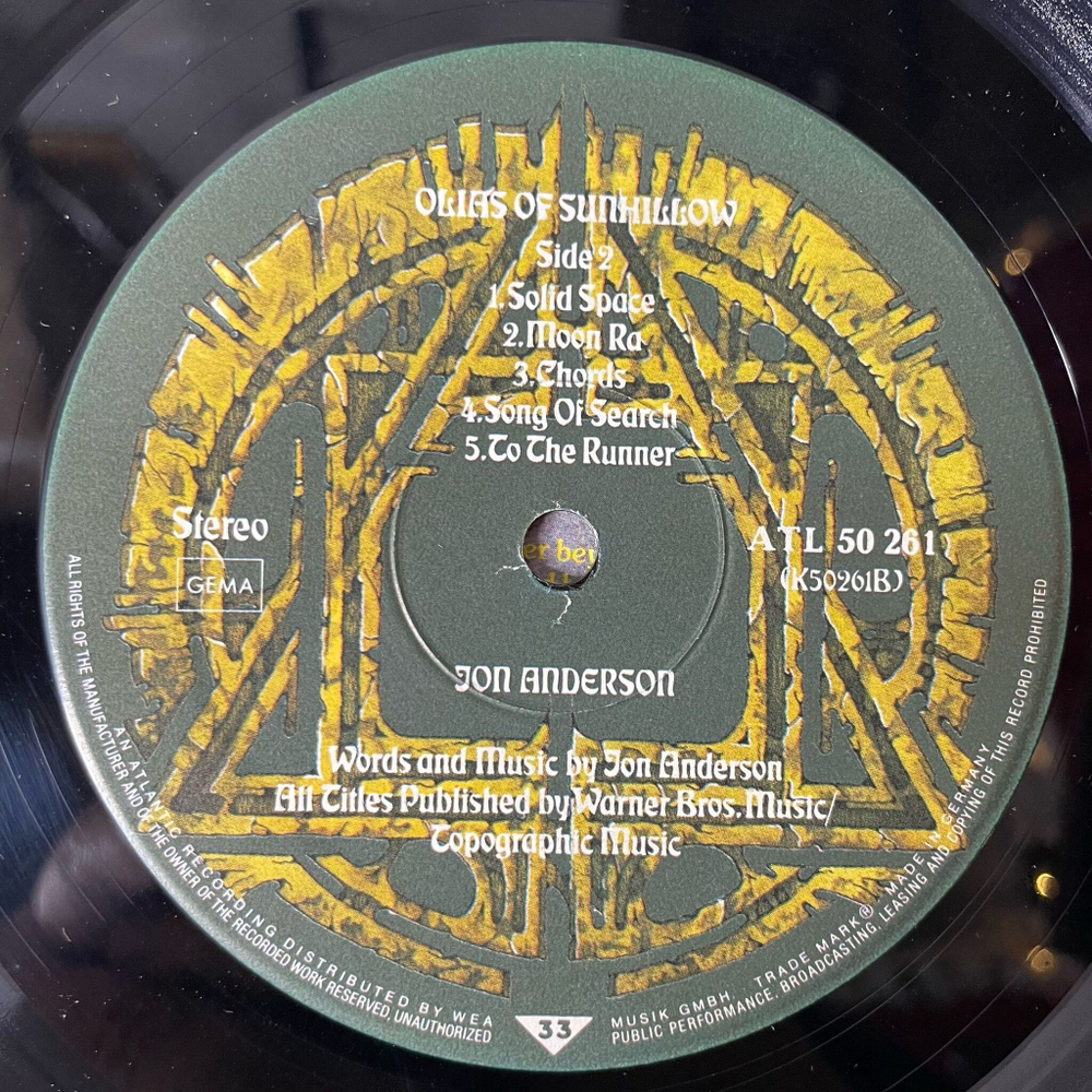 Винтажная виниловая пластинка LP Jon Anderson Olias Of Sunhillow (Germany 1976) (From Yes)