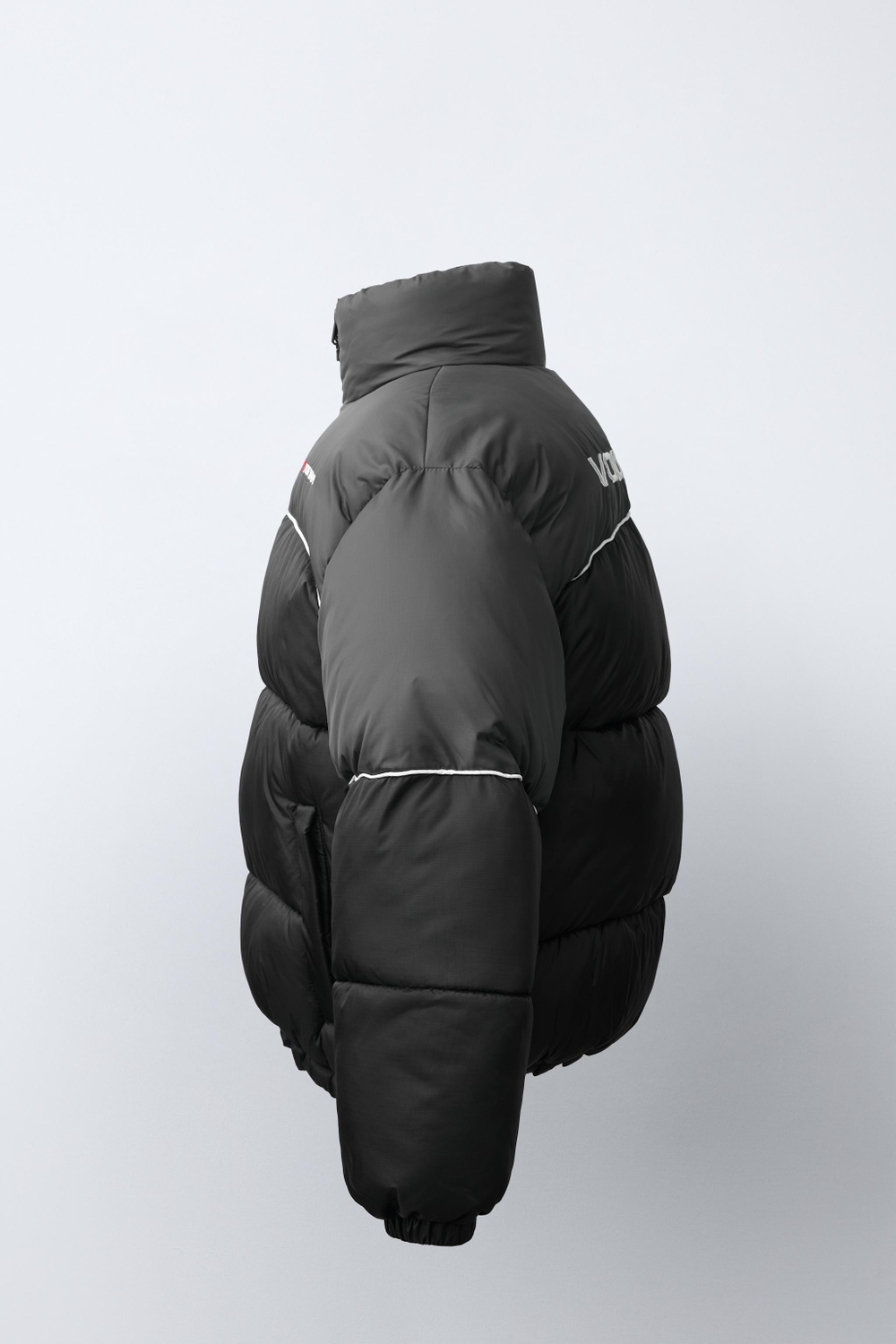 ZARA СТЕГАНАЯ КУРТКА WATER REPELLENT CONTRAST, ЧЕРНЫЙ