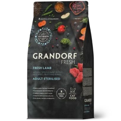 Сухой корм GRANDORF FRESH CAT Lamb STERILISED беззерновой, ягненок с бататом для стерилизованных кошек, чувствительное пищеварение или склонность к аллергии 2кг