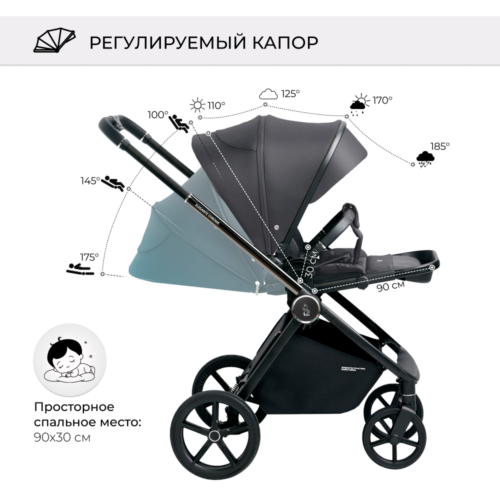 Коляска 2в1 SBL Elegante Chrome Grey