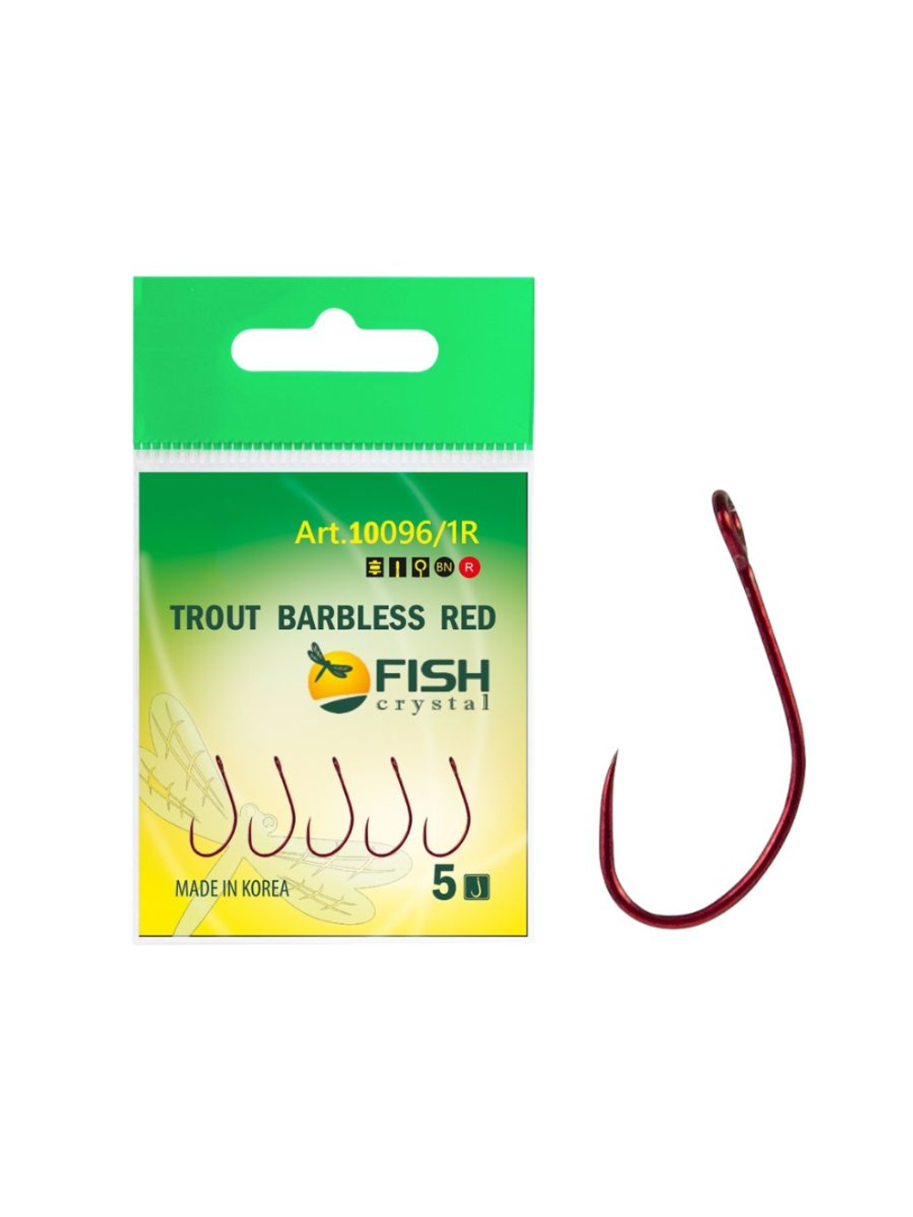 Крючок рыболовный TROUT RED 10096/1R с большим ушком, без бородки №5
