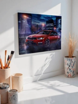 Картина на стену 40 X 50 Красная машина Skoda