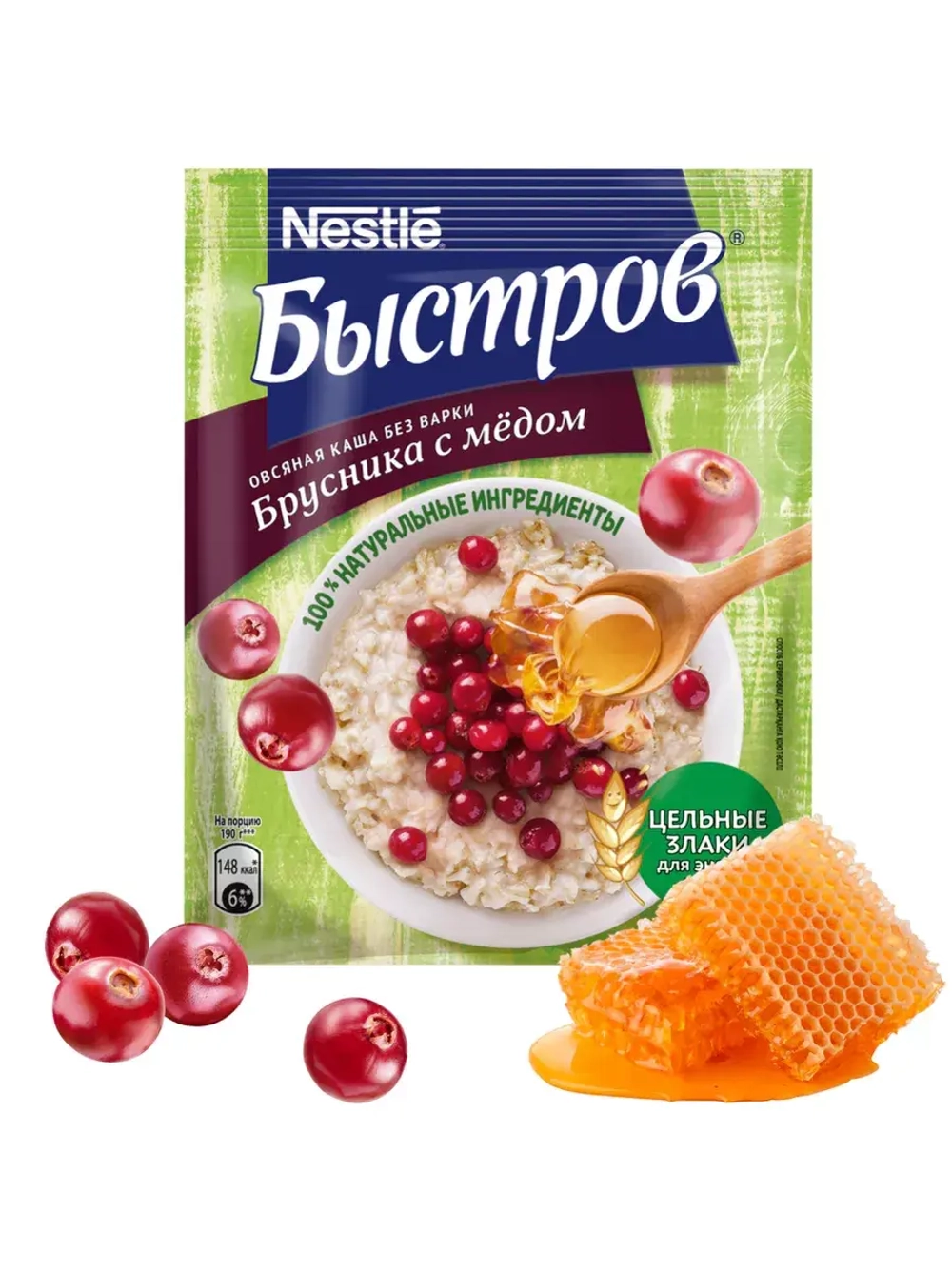 Каша Быстров Овсяная с Брусникой и медом (17 шт/уп)