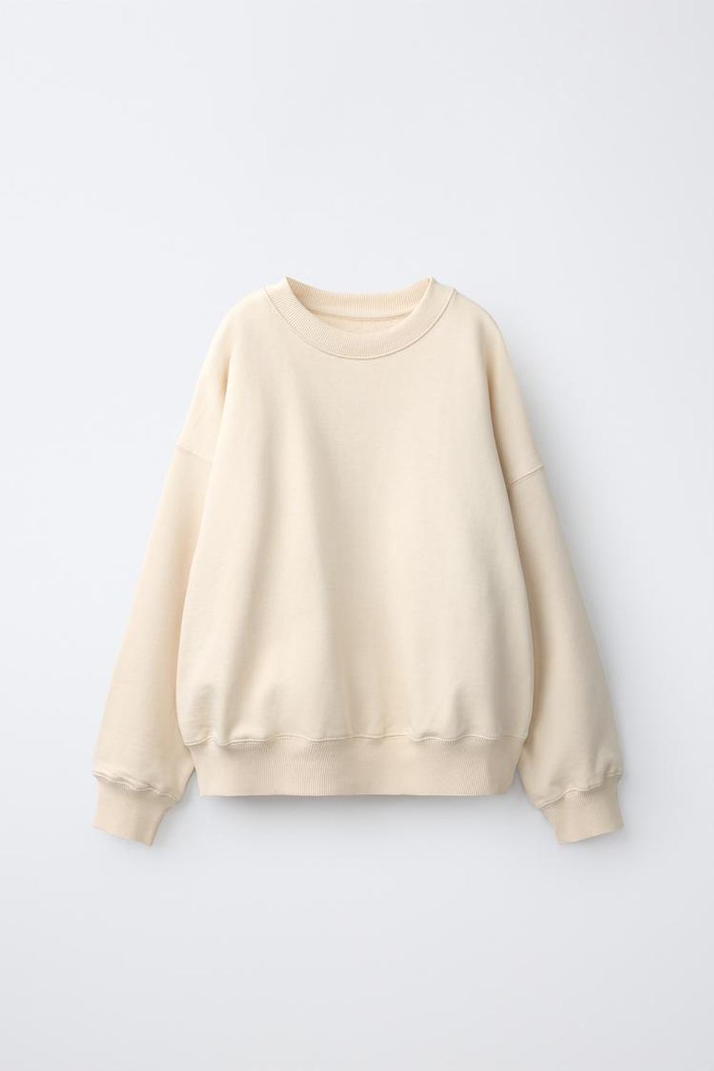 ZARA ОДНОТОННАЯ ТОЛСТОВКА HEAVY WEIGHTЖ, КРЕМОВЫЙ