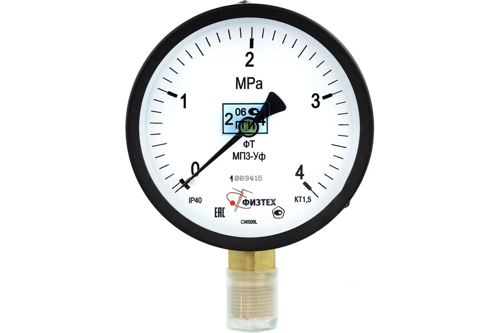 Манометр МП3-Уф 0-4 МПа кт.1,5 d.100 IP40 M20*1,5 РШ