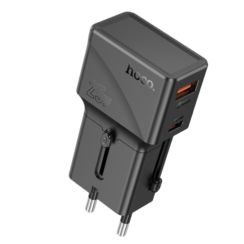 Универсальное зар. устр Hoco AC24 Type-C/USB-A EU/US/AUS/UK черное