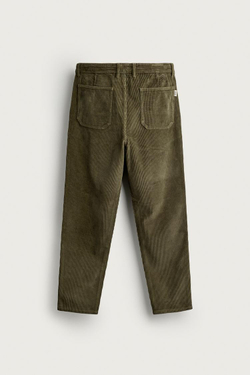 ZARA ВЕЛЬВЕТОВЫЕ БРЮКИ CARROT FIT С ЭФФЕКТОМ ПОТЕРТОСТИ, ХАКИ