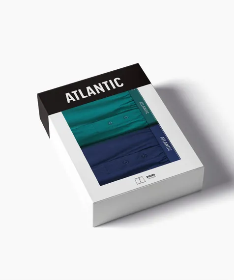 Трусы (2 шт) мужские семейные Atlantic 2RMX-001, хлопок, бирюзово-зеленый + темно-голубой