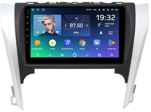 Магнитола для Toyota Camry 50 2011-2014 (рамка серебристо-черная 9) - Teyes CC2 PLUS монитор 9" QLED, Android 10, Быстрая, SIM-слот
