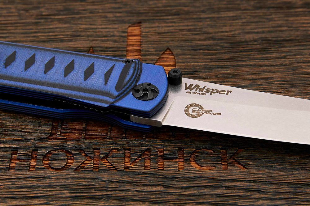 Нож складной Kizlyar Supreme Whisper, клинок 96мм, сталь AUS10Co, рукоять G10 чёрно-синий