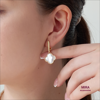 Серьги "клевер" из перламутра
