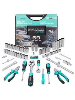 Набор инструментов 69пр.,1/4'',1/2'',(6гр.)(4-32мм) MAMEDFORCE MF-4603-5