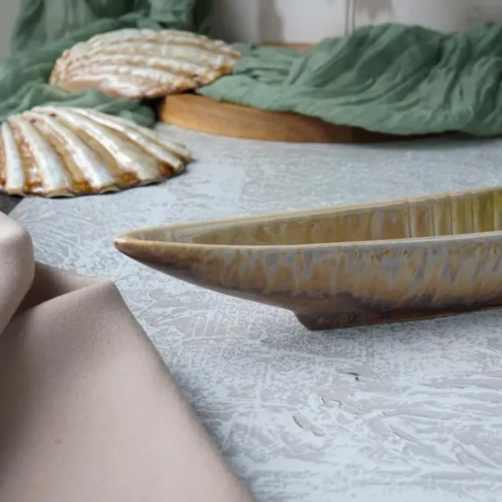 Блюдо овальное 44*5 см h4 см 200 мл для закусок Pearl Fish Sea Stone Frutti di Mare P.L. [4]