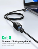 Удлинительный кабель Ethernet 8 Cat.,1m, UGREEN 50199