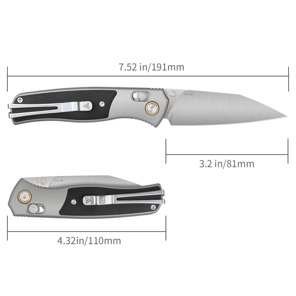 Нож складной SRM 259L-AK Medal Wharncliffe Satin (14C28N, Aluminium/Ebonywood)